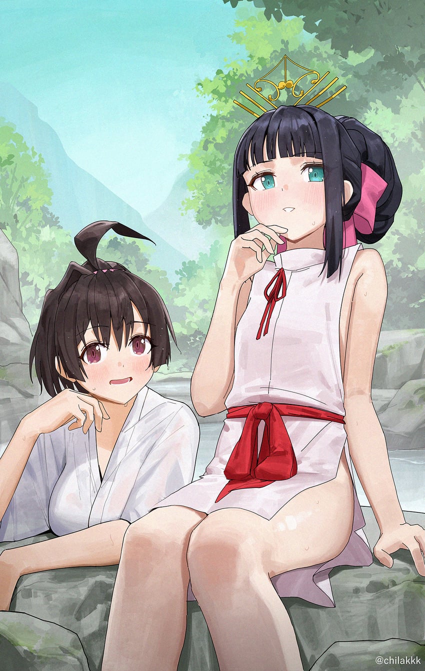 mochizuki ayako and shizuku (nige jouzu no wakagimi) drawn by chilakkk