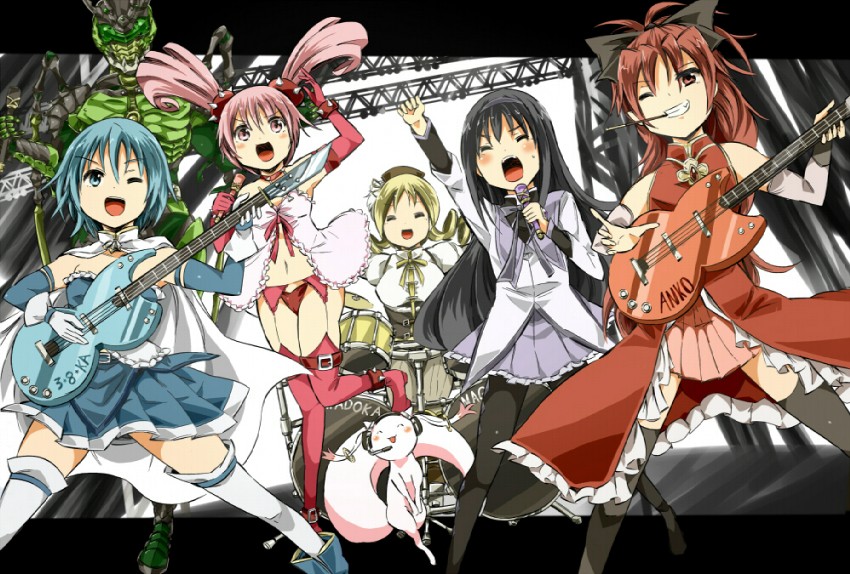akemi homura, kaname madoka, miki sayaka, sakura kyoko, tomoe mami, and 2 more (mahou shoujo madoka magica and 2 more) drawn by eichi_(0903275)