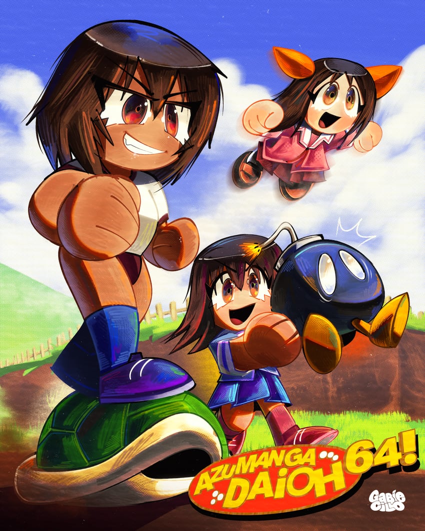 kasuga ayumu, takino tomo, kagura, and bob-omb (mario and 2 more) drawn by gabiecillo