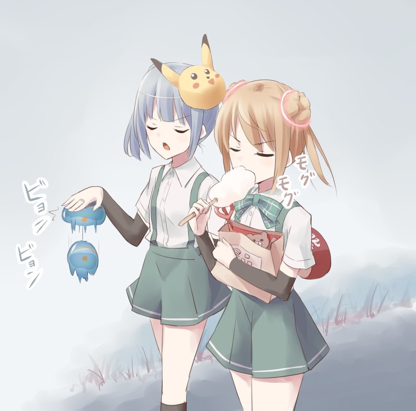 pikachu, kasumi, and michishio (kantai collection and 1 more) drawn by stardust-kun