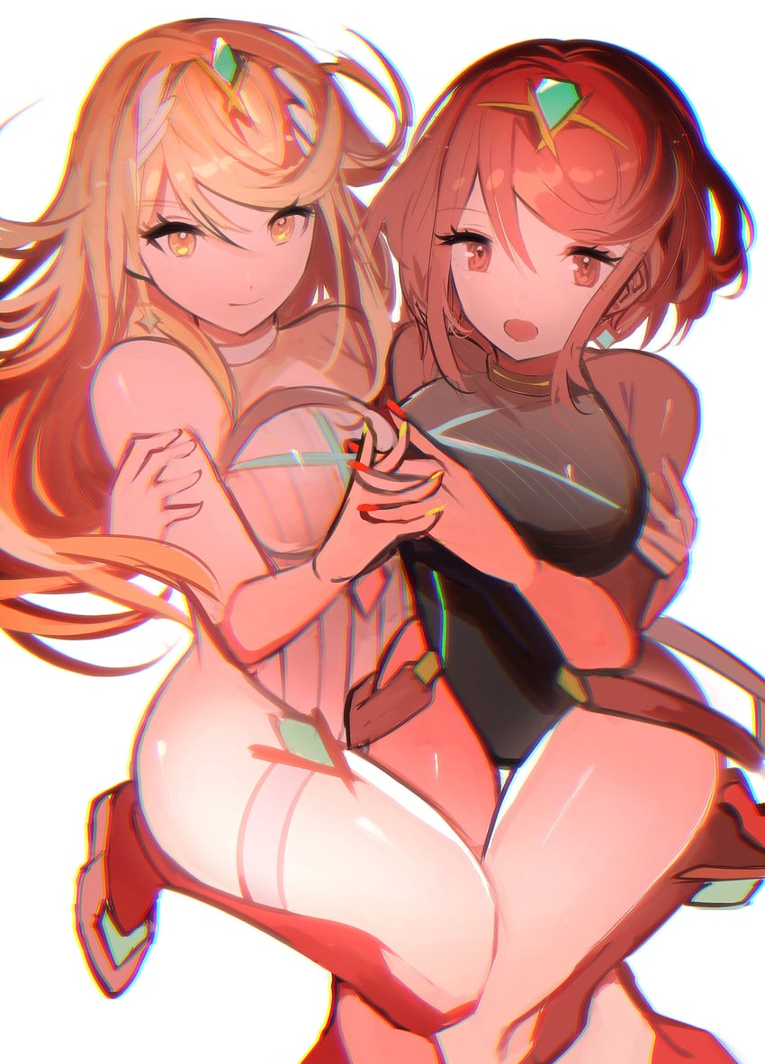 pyra and mythra (xenoblade chronicles and 1 more) drawn by tarbo_(exxxpiation)