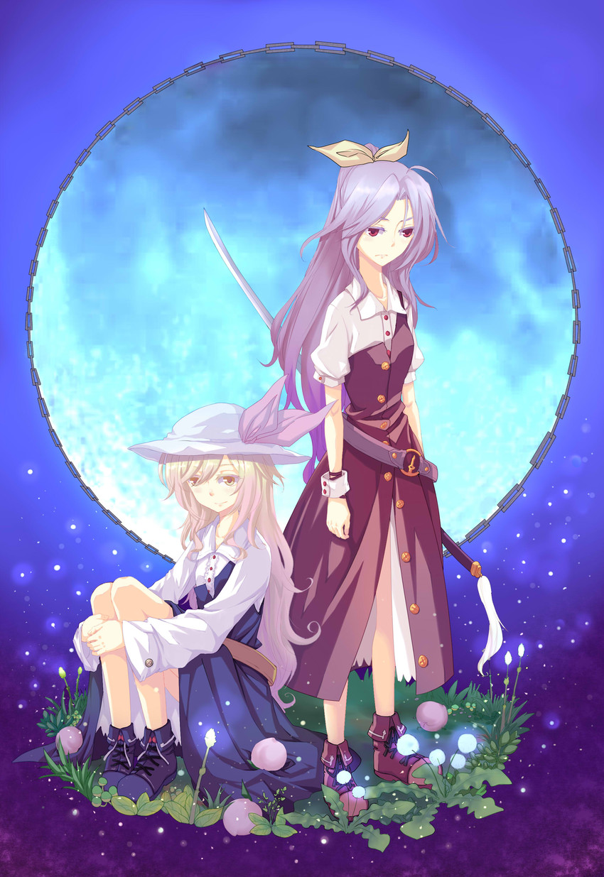 watatsuki no yorihime and watatsuki no toyohime (touhou) drawn by beichen_xiaobei