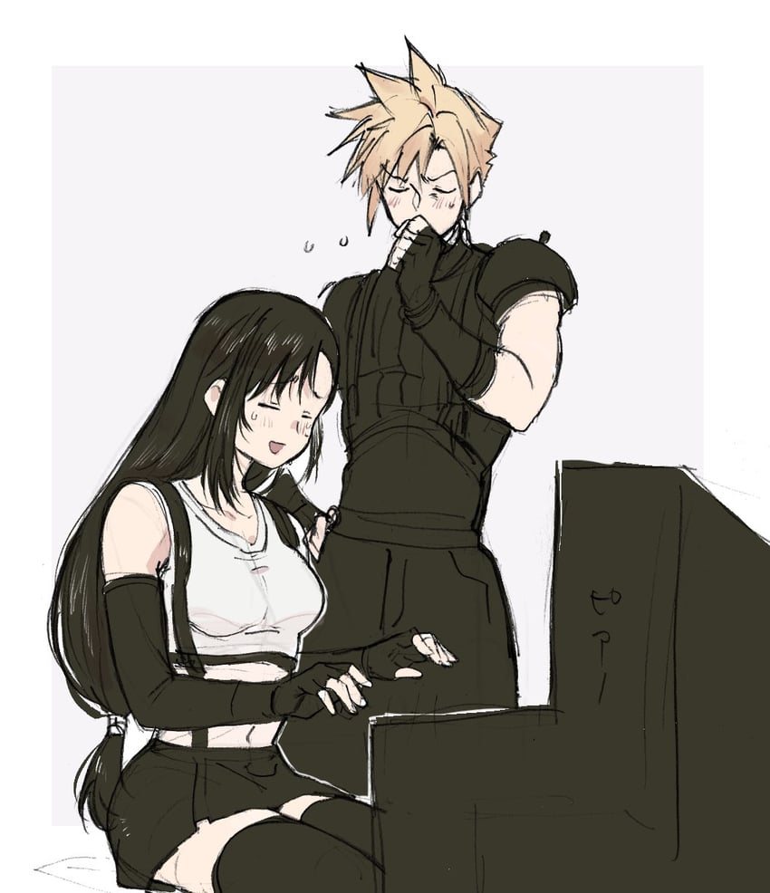 tifa lockhart and cloud strife (final fantasy and 3 more) drawn by oishiioniku1129