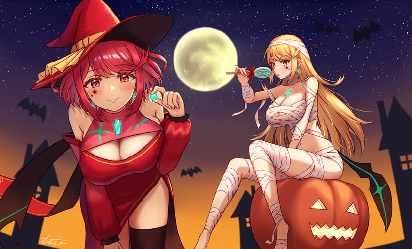 pyra and mythra (xenoblade chronicles and 1 more) drawn by taro_(peach_taro51)