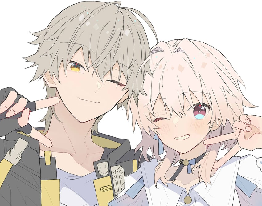 trailblazer, march 7th, and caelus (honkai and 1 more) drawn by iiiiiiitto_all