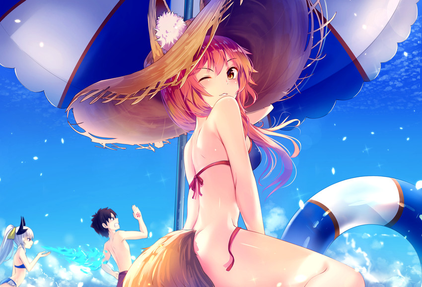 fujimaru ritsuka, tamamo, kiyohime, and tamamo no mae (fate and 1 more) drawn by yan_(nicknikg)