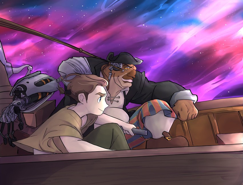 jim hawkins and long john silver (treasure planet) drawn by dimkoo