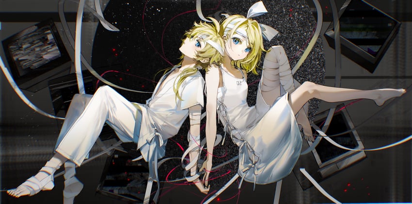 kagamine rin and kagamine len (vocaloid and 1 more) drawn by rumoon