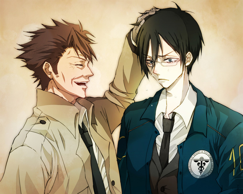 ginoza nobuchika and masaoka tomomi (psycho-pass) drawn by leopon