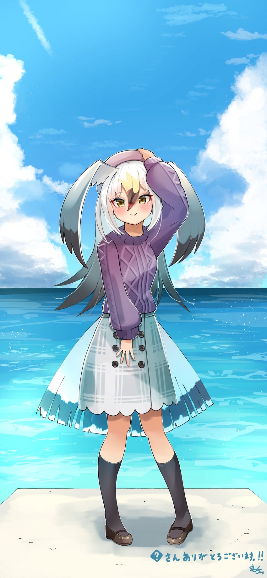 black-tailed gull (kemono friends and 1 more) drawn by mappuri