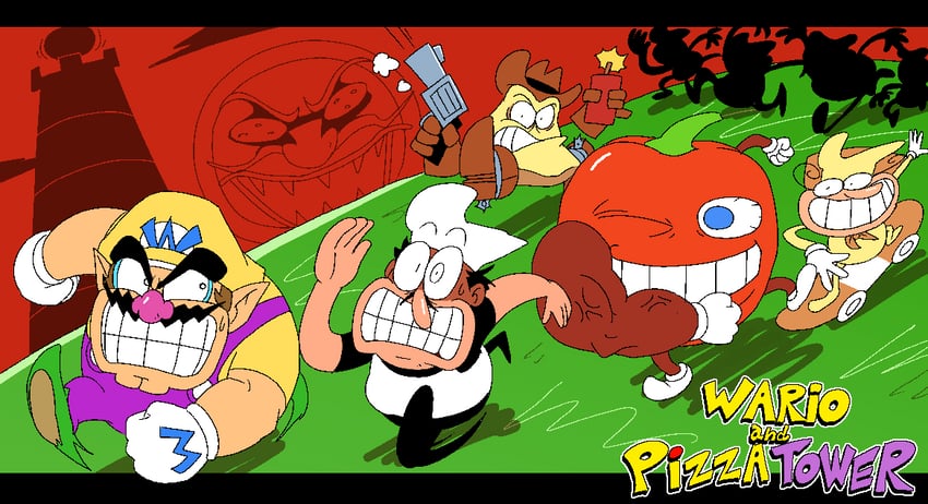 wario, peppino spaghetti, the noise, pizzaface, fake peppino, and 2 more (wario land and 1 more) drawn by heinzlike