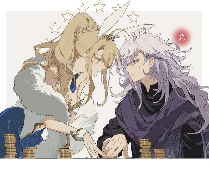artoria pendragon and merlin (fate and 2 more) drawn by zhibuji_loom