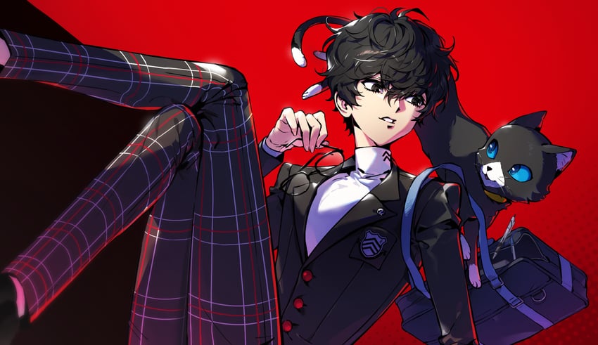 amamiya ren and morgana (persona and 2 more) drawn by themoonrabbit