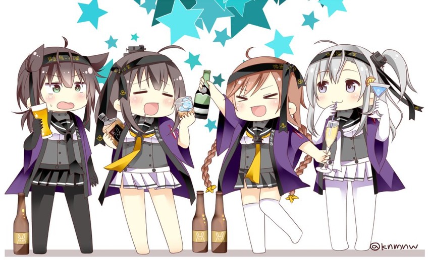 hatsuzuki, akizuki, suzutsuki, and teruzuki (kantai collection) drawn by knmnw