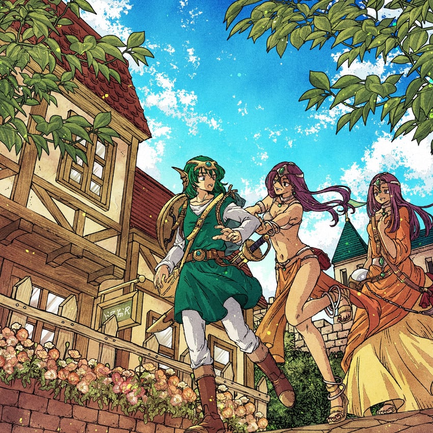 manya, minea, and hero (dragon quest and 1 more) drawn by toriga