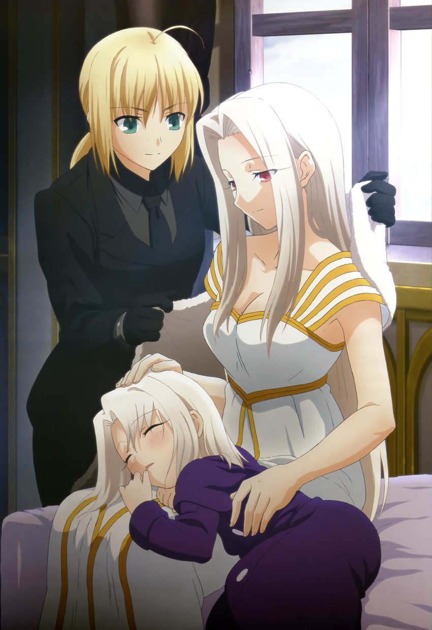 artoria pendragon, saber, illyasviel von einzbern, and irisviel von einzbern (fate and 2 more) drawn by yamamoto_shinji