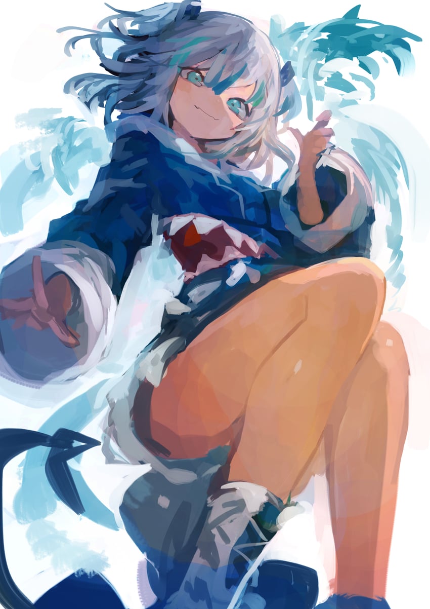 gawr gura (hololive and 1 more) drawn by kaamin_(mariarose753)