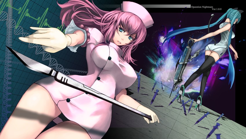 hatsune miku and megurine luka (vocaloid) drawn by harada_isuka