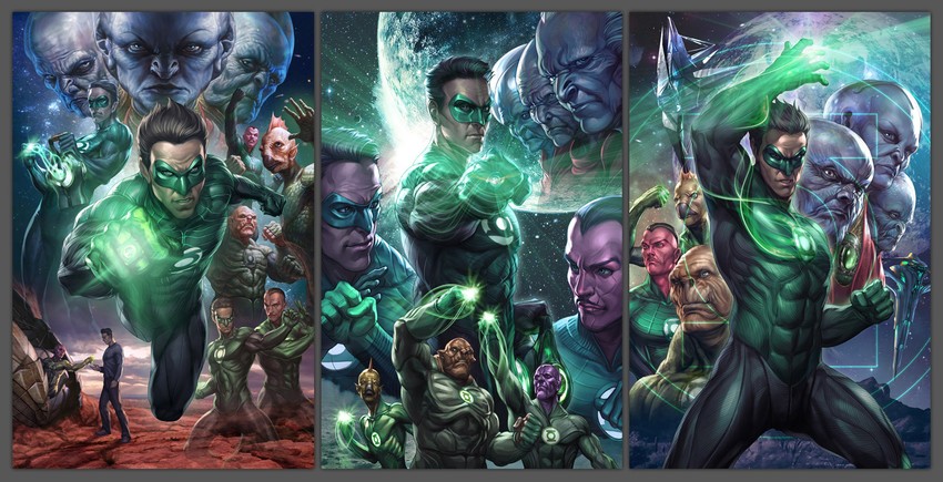 green lantern, hal jordan, sinestro, broome bon baris, herupa hando hu, and 6 more (dc comics and 1 more) drawn by chrisnfy85 and stanley_lau