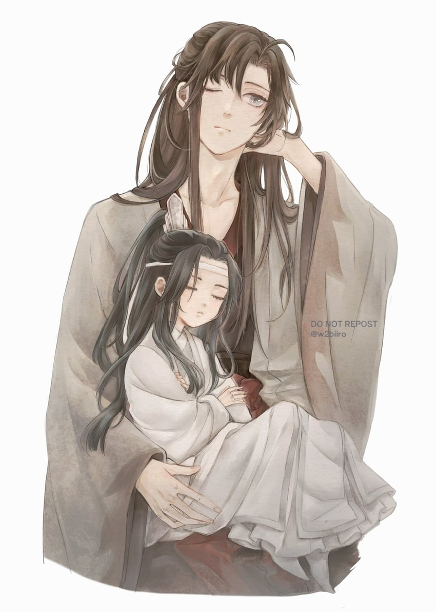 wei wuxian and lan wangji (modao zushi) drawn by w2biiro