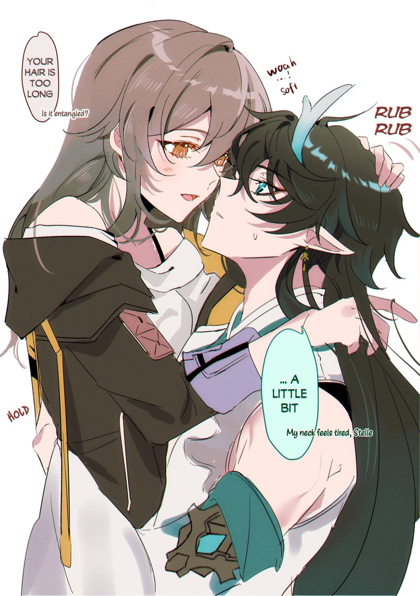 trailblazer, stelle, and dan heng (honkai and 1 more) drawn by kem_(4702ic)