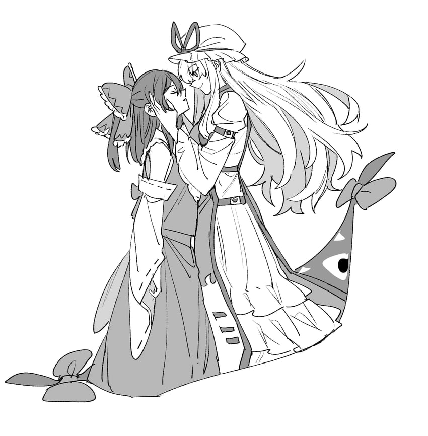 hakurei reimu and yakumo yukari (touhou) drawn by mero_(starfish_jcs)