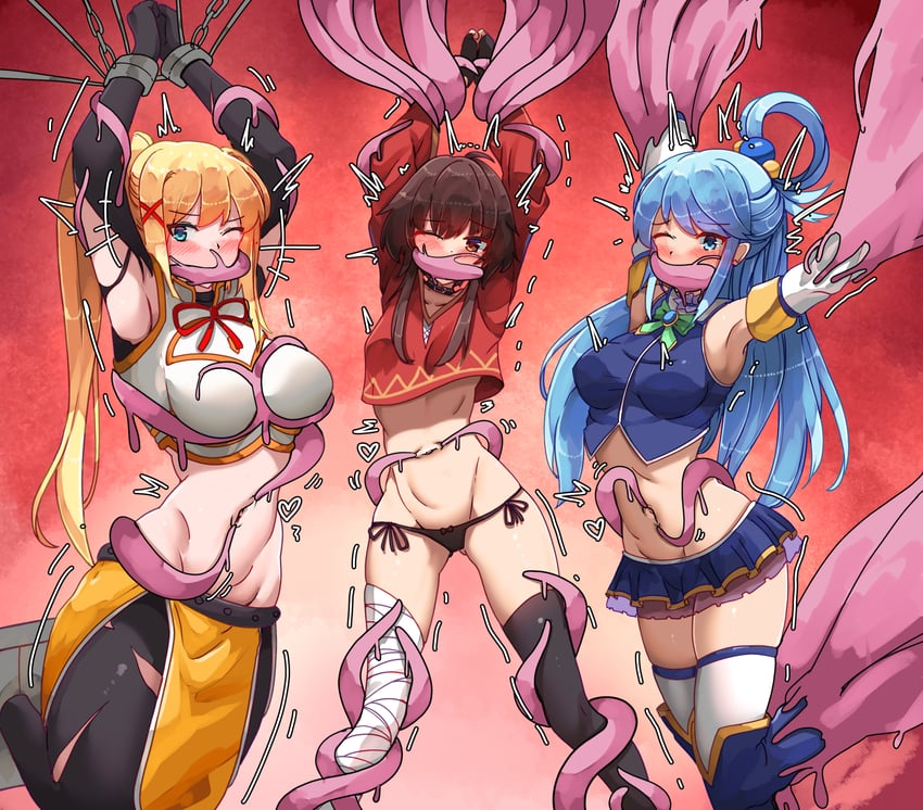megumin, aqua, and darkness (kono subarashii sekai ni shukufuku wo!) drawn by bakasp-lilzy