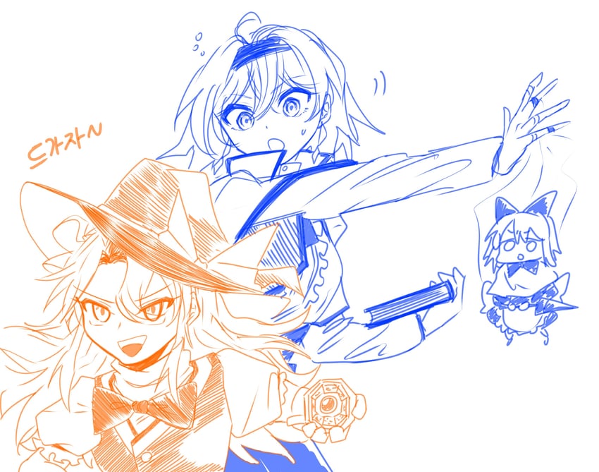 kirisame marisa, alice margatroid, and shanghai doll (touhou) drawn by casimia