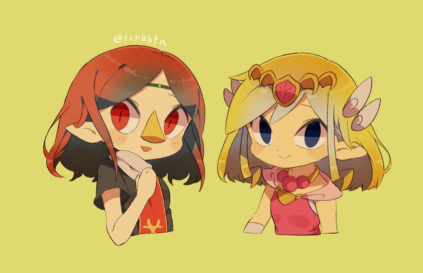 princess zelda, toon zelda, and medli (the legend of zelda and 1 more) drawn by tokuura
