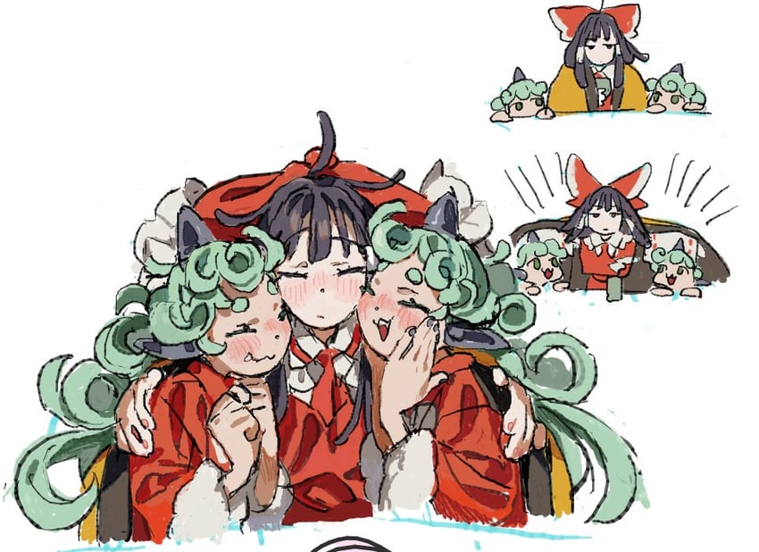 hakurei reimu and komano aunn (touhou) drawn by ndasuzu_(n64qd11)