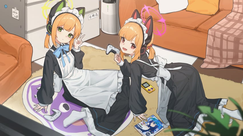 momoi and midori (blue archive) drawn by chiyo_akira