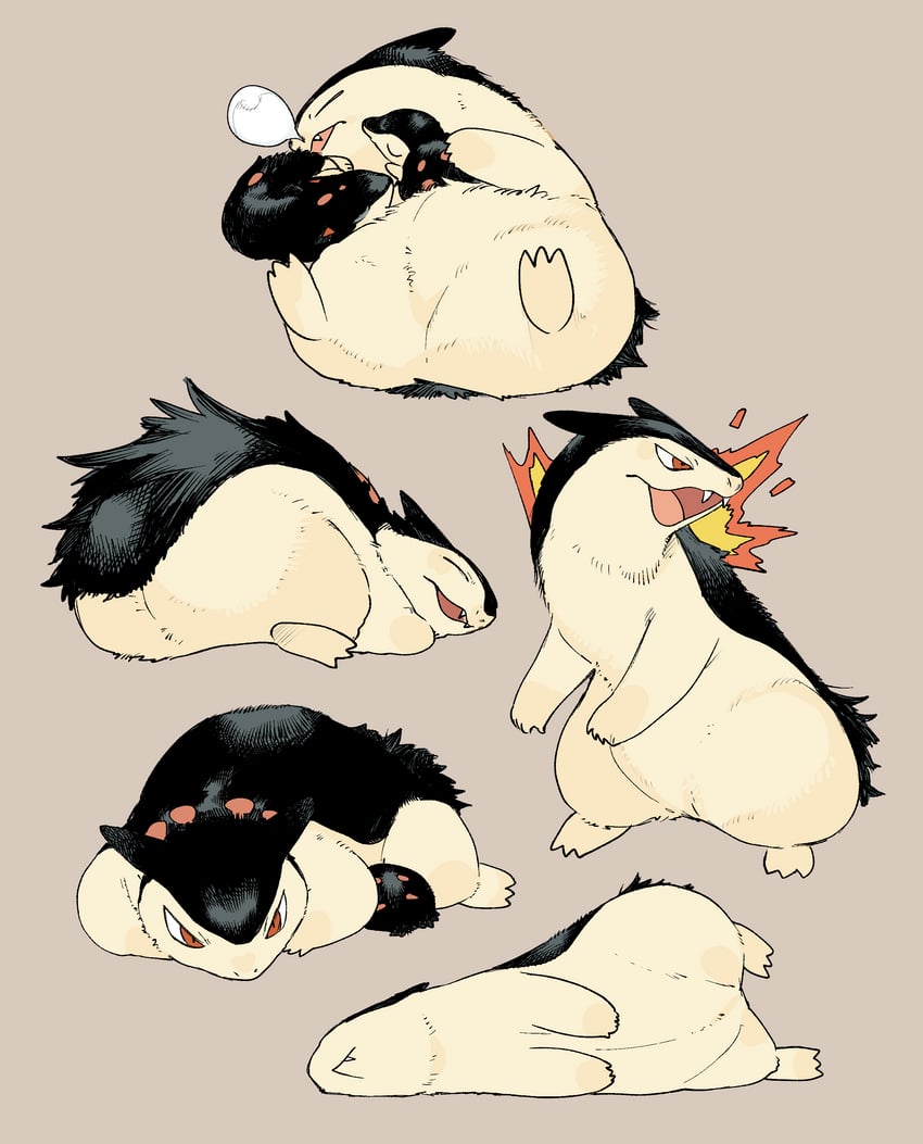 cyndaquil, typhlosion, and quilava (pokemon) drawn by newo_(shinra-p)