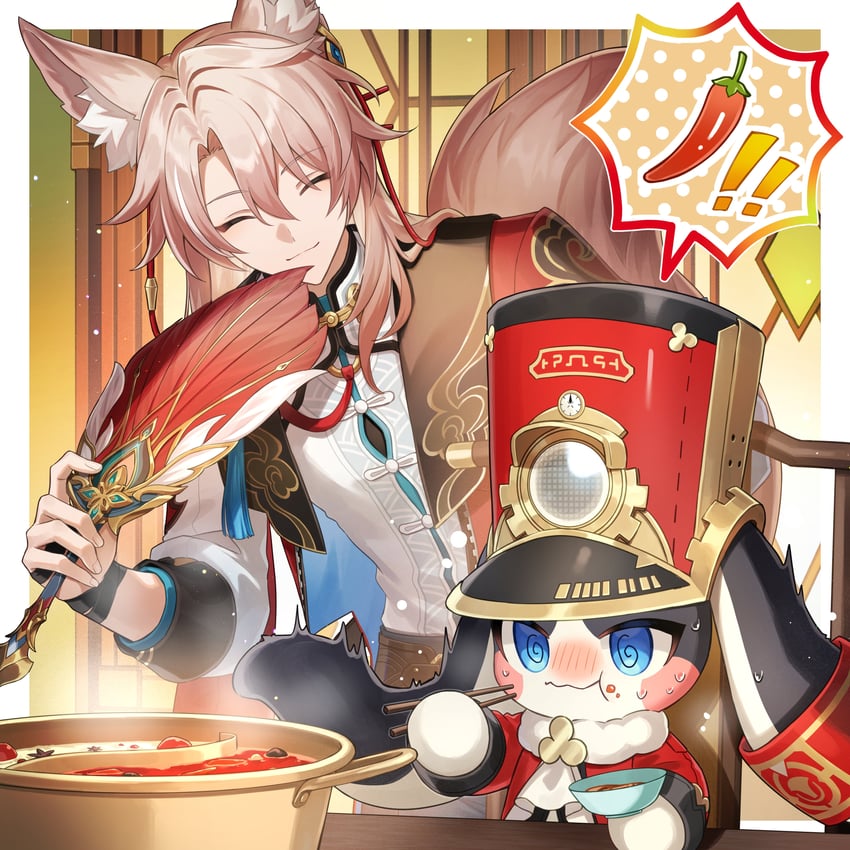 pom-pom and jiaoqiu (honkai and 1 more) drawn by amaichi_esora
