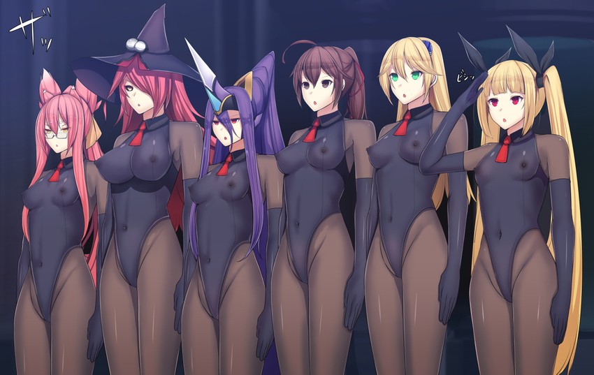 noel vermillion, rachel alucard, kokonoe, konoe a. mercury, celica a. mercury, and 1 more (blazblue) drawn by daiaru