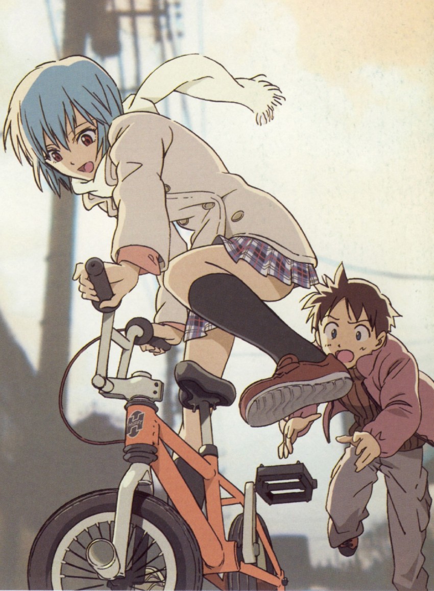 ayanami rei and ikari shinji (neon genesis evangelion) drawn by tsurumaki_kazuya