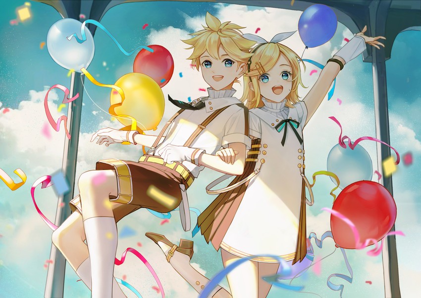 kagamine rin and kagamine len (vocaloid and 1 more) drawn by ant_(4567891011)