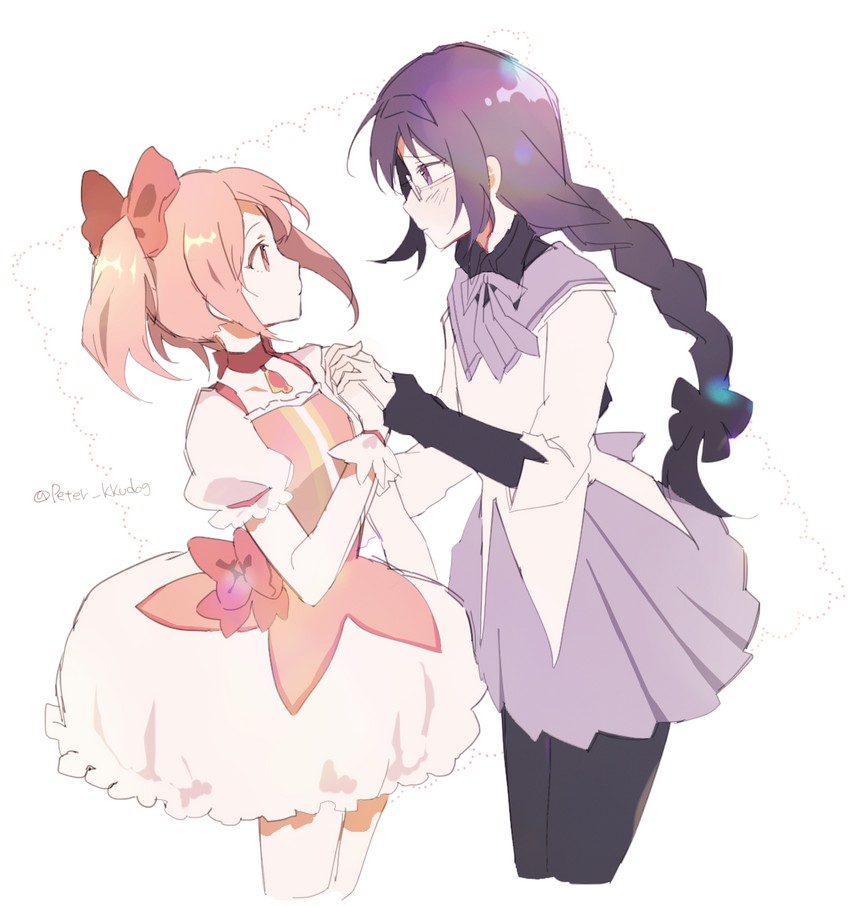 akemi homura and kaname madoka (mahou shoujo madoka magica) drawn by pc_(z_yu)