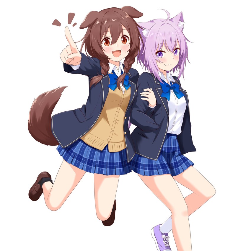 nekomata okayu and inugami korone (hololive) drawn by felutiahime