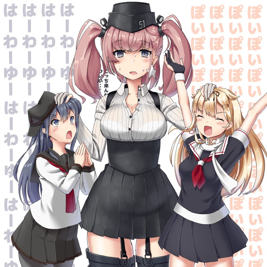 yuudachi, akatsuki, yuudachi kai ni, atlanta, and akatsuki kai ni (kantai collection) drawn by mayura_(lucadia)