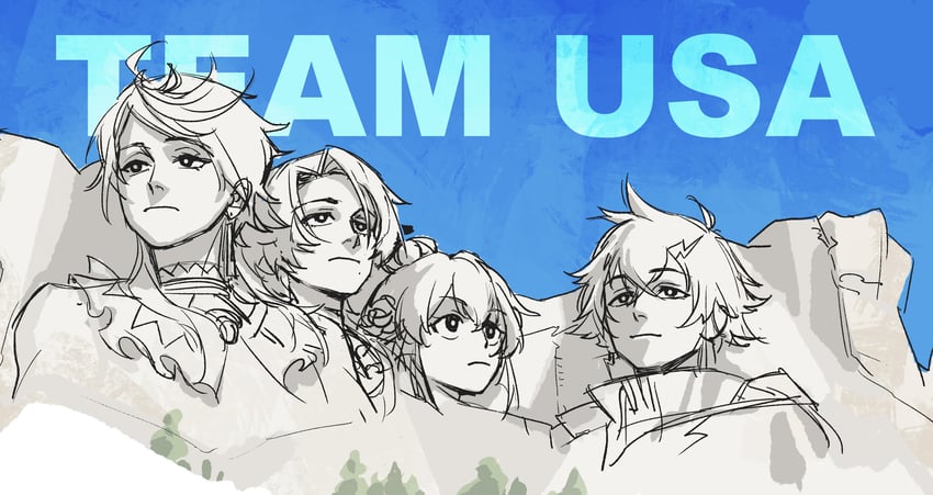 finana ryugu, shu yamino, usami rito, and claude clawmark (nijisanji and 1 more) drawn by zekivacc