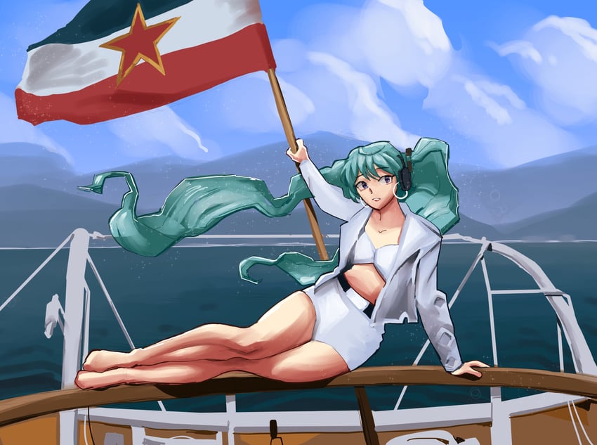 hatsune miku and lepa brena (vocaloid and 1 more) drawn by andrejhriesik
