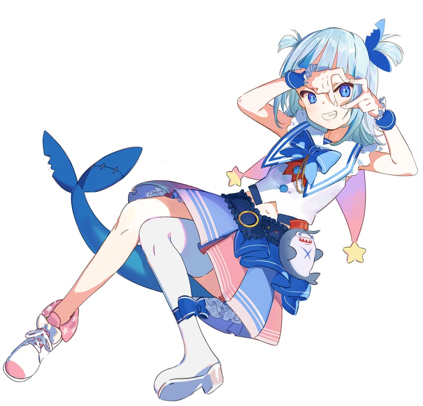 gawr gura (hololive and 1 more) drawn by pako_(pakosun)