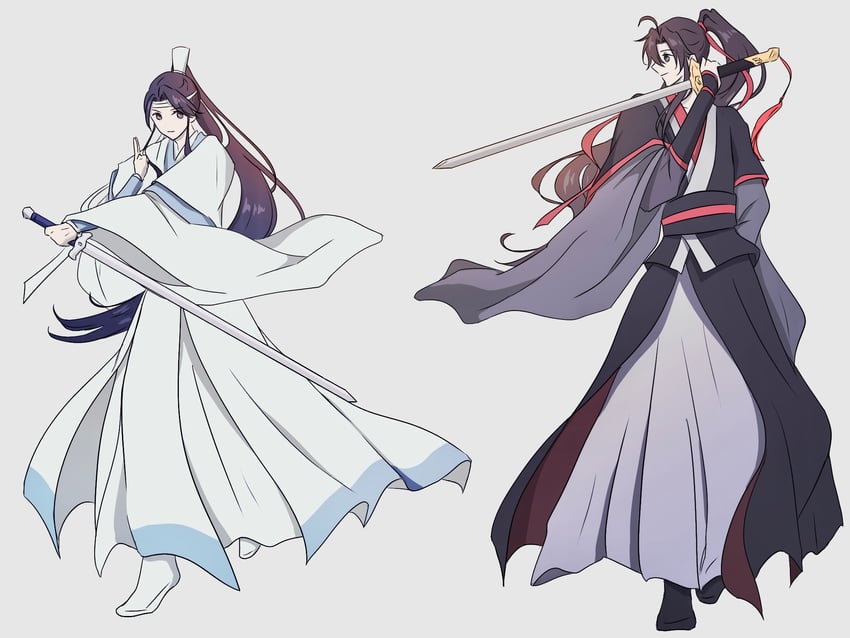 wei wuxian and lan sizhui (modao zushi) drawn by parrrrrrrrko