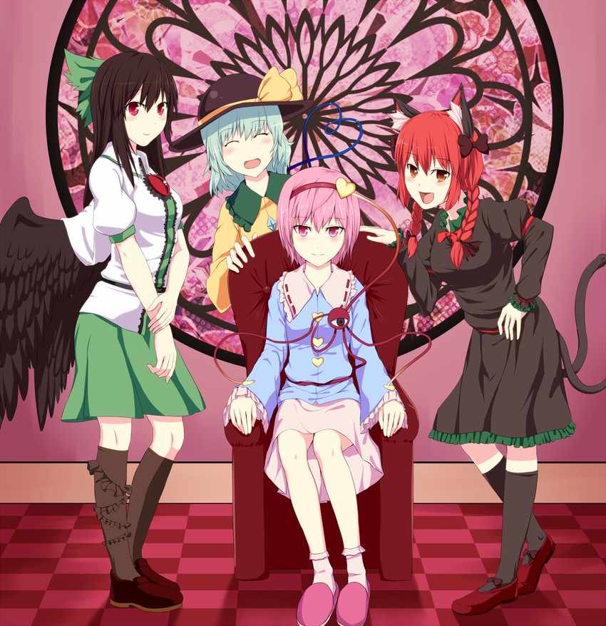 komeiji koishi, komeiji satori, kaenbyou rin, and reiuji utsuho (touhou) drawn by yonaga_(masa07240)