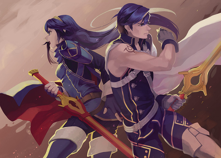 lucina and chrom (fire emblem and 1 more) drawn by moekki