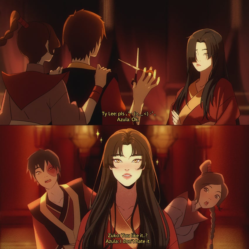 azula, zuko, and ty lee (avatar legends and 1 more) drawn by hrlshnv