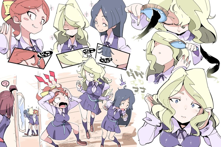 diana cavendish, barbara parker, and hanna england (little witch academia) drawn by chris_(mario)