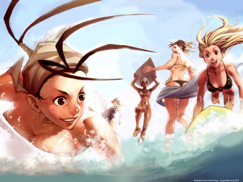 chun-li, cammy white, makoto, ibuki, and elena (street fighter) drawn by arnold_tsang and udon_entertainment