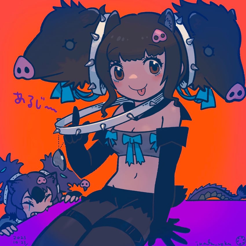 cerberus and collared peccary (kemono friends and 1 more) drawn by inada_roku