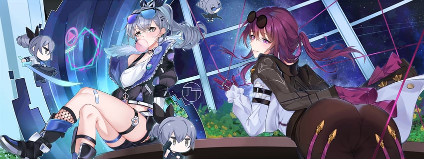 kafka and silver wolf (honkai and 1 more) drawn by chouchou_(austin)